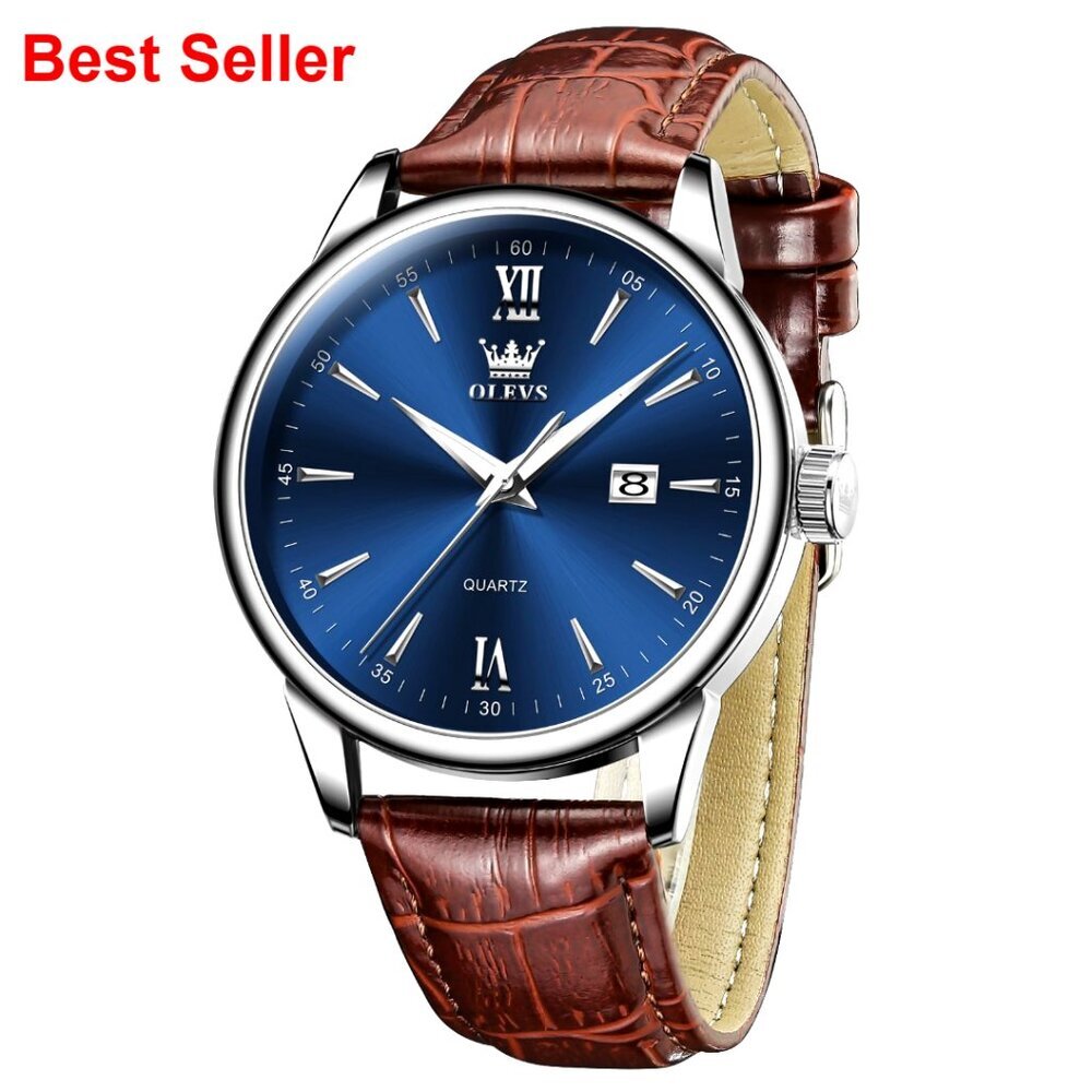 Classic Silver Men's Watch, Waterproof Stainless Steel Roman Numbers